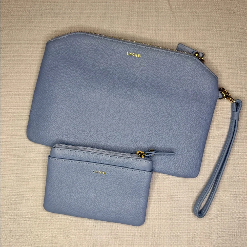 Lodis Periwinkle Leather Wristlet & Card Pouch - Light Blue - Picture 1 of 4